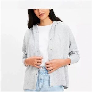 LOFT Button-Up Hooded Cardigan